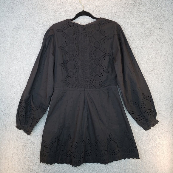 Walter Baker Hannah Black Eyelet Waist Cut Out Cotton Mini Dress Sz XL. - Picture 9 of 16